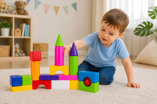 Hashtag Toys Cuburi de construit Educative Multicolor Block Builder Set pentru 3+ Ani 18 Buc HTB1185