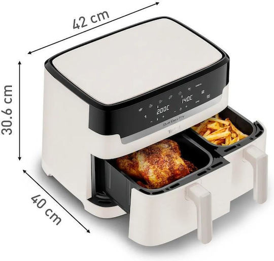 Tefal Air Fryer με Διπλό Αποσπώμενο Κάδο 8.3lt Λευκό EY901AE0