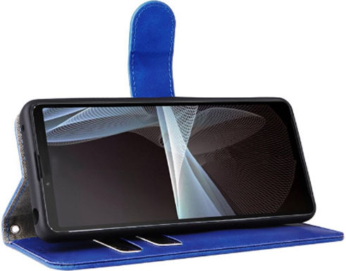 Βάση Στήριξης Όψη Wallet Δερμάτινο Μπλε (Xperia 10 IV)
