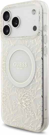 Guess Flowers Allover Strap Back Cover Plastic White for iPhone 18 Pro Max