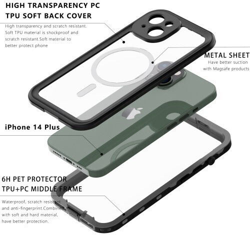 Redpepper Dot+ 360 Full Cover Plastic Waterproof Black (iPhone 14 Plus)