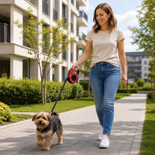 Verk Group Foldable Dog Leash/Lead Strap in Red Colour 5m up to 15kg