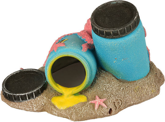 Aquadella Aquarium Decoration Radioactive Barrels Octopus 12x9.7cm