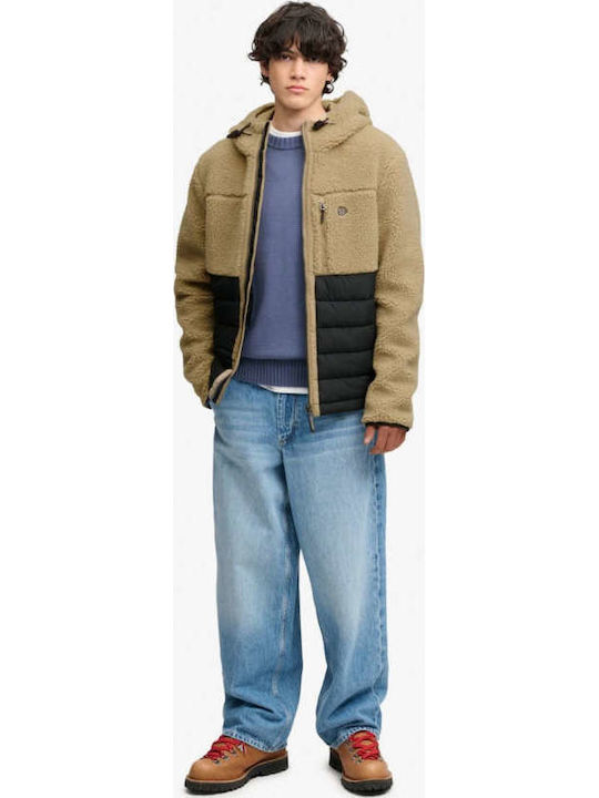 Superdry Outdoor Borg Quilt Hybrid Μπουφάν Μπλε