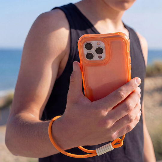 Rückseitencover aus Silikon mit Orangefarbenem Nackenriemen (Galaxy A36)