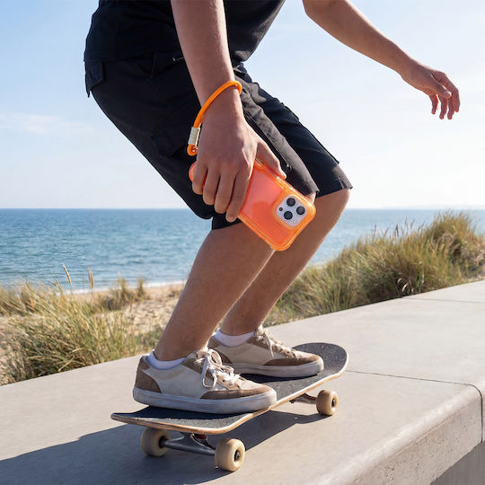 Rückseitencover aus Silikon mit Orangefarbenem Nackenriemen (Galaxy A36)