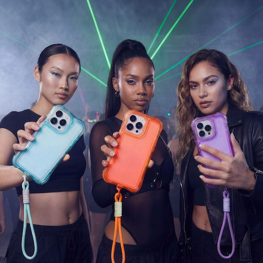 Rückseitencover aus Silikon mit Orangefarbenem Nackenriemen (Galaxy A36)