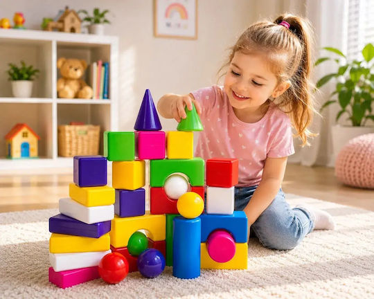 Hashtag Toys Cuburi de Construit Educative Blocks Builder Set 3 pentru 3+ Ani 30 Buc HTB1188