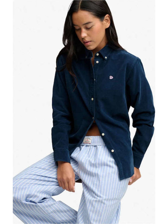 Shirt Shirt Μακρυμάνικο Γυναικείο Κοτλέ Πουκάμισο Insignia Blue