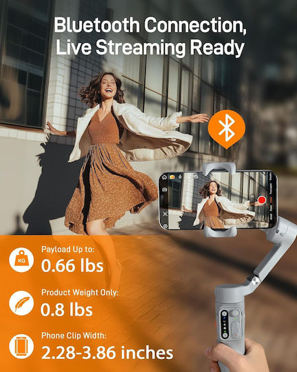 Hohem Isteady X3 Se Stabilizator Mecanic Automat Cu Stabilizare Pe 3 Axe Design Ușor Pliabil Compact Stabil Detașabil Cu Telecomandă Durata Bateriei De 11 Ore Ideal Pentru Vlogging Călătorii Gri