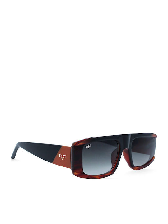 OJO Sunglasses Square Oeil Women's Sunglasses with Horn-Rimmed Frame Black / Orange Gradient