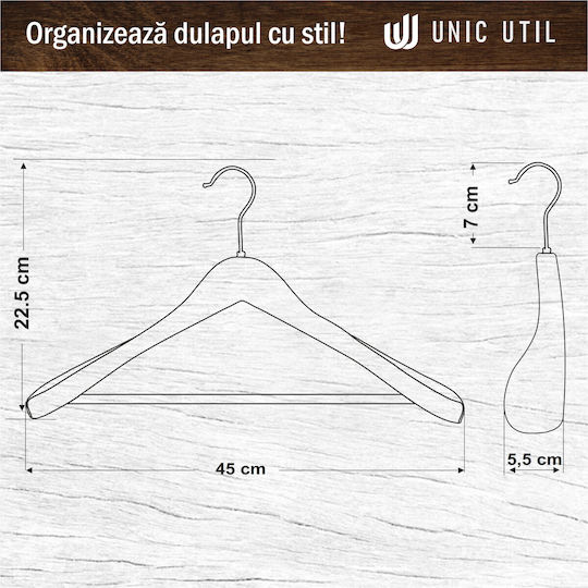 UnicUtil Cuier de haine din lemn maro UUUM78X3 3 bucăți