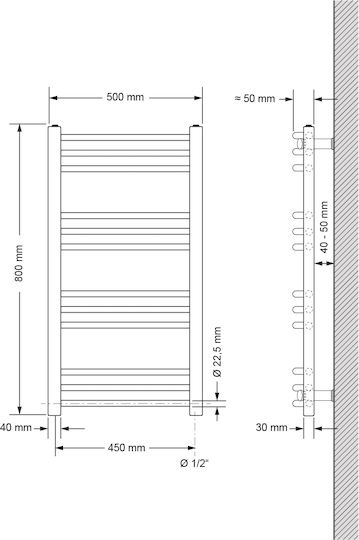 LuxeBath Elektrische Handtuchheizkörper 300W 80x50cm Graue