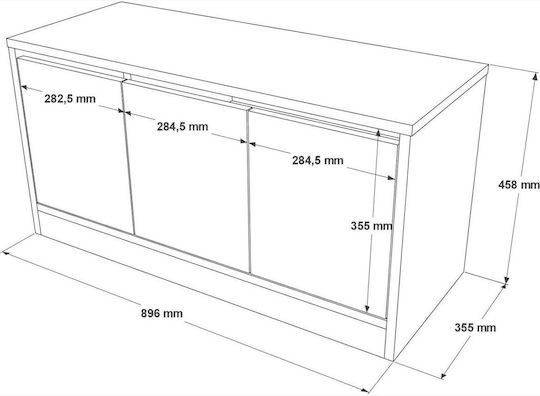 Elna 2 Дървена Шкаф за Обувки с Пейка Бяла Д89.6xШ35.5xВ45.8cm