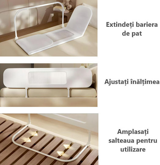 Bară de protecție pentru pat pliabilă în culoare ecru