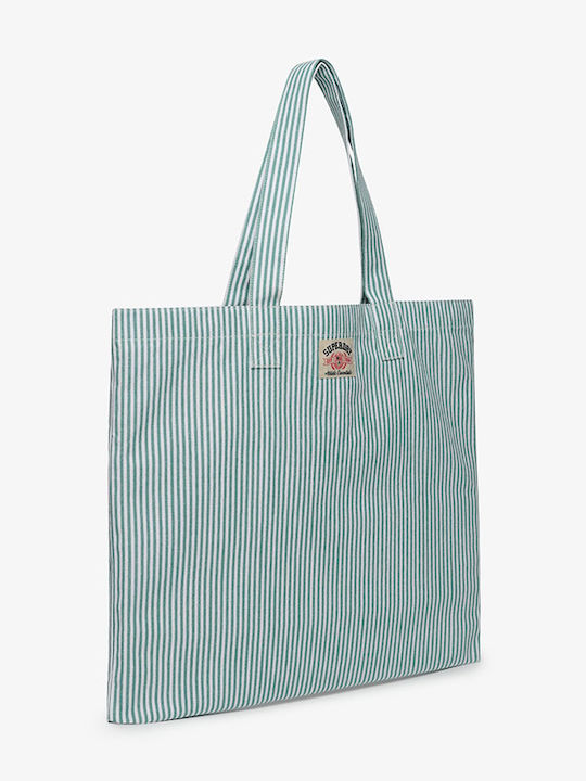 Oxford Stripe Stoff Damen Handtasche Türkis