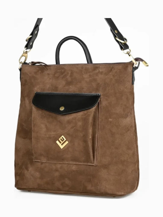 Leather Women's Backpack Suede Brown