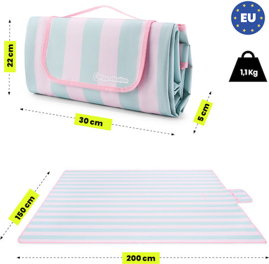 Picnic Beach Blanket 150×200 Cm Hypermotion Pink Green Stripes