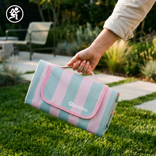 Picnic Beach Blanket 150×200 Cm Hypermotion Pink Green Stripes