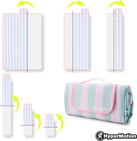 Picnic Beach Blanket 150×200 Cm Hypermotion Pink Green Stripes
