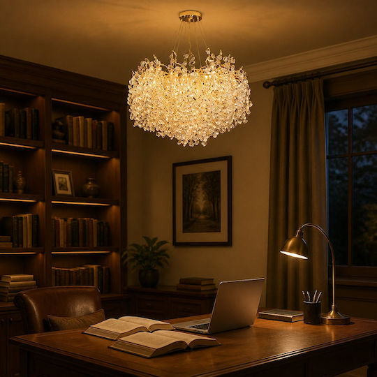 Adjustable Gold Ceiling Light with Crystals for G9 Socket