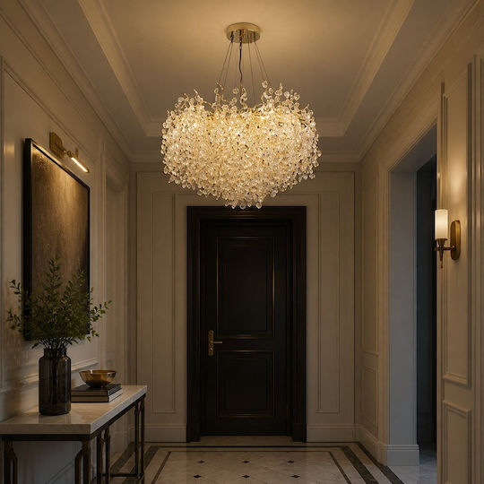 Adjustable Gold Ceiling Light with Crystals for G9 Socket
