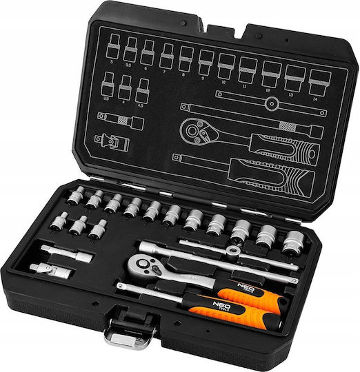 Neo Tools Ratchet with Sockets 20 Pieces