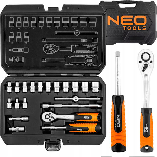Neo Tools Ratchet with Sockets 20 Pieces