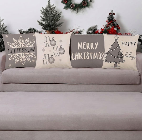 Weihnachtsdekorative Kissen Weiß 4 Stück 50 x 50 cm