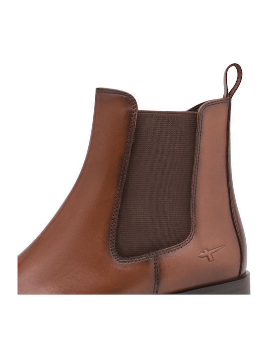 Leder Damen Stiefeletten Tabac Braun