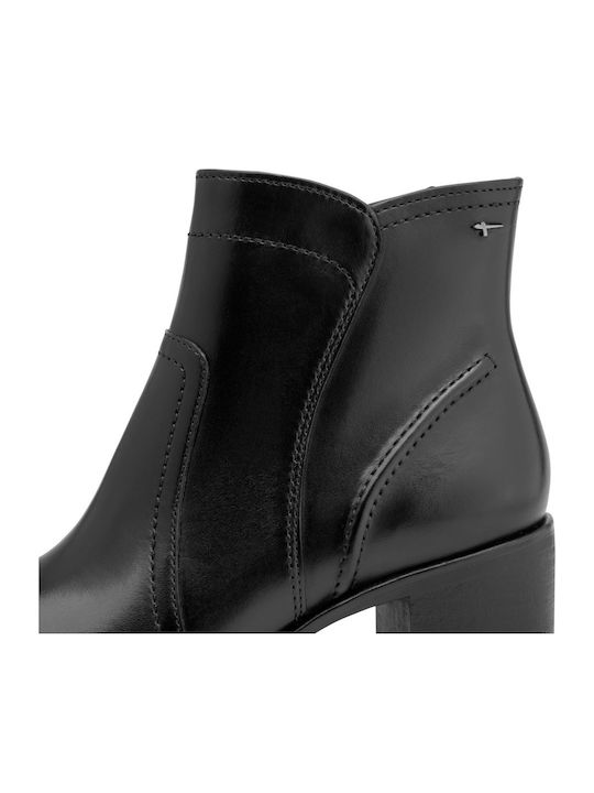 Leather Women's Ankle Boots with Heel Black