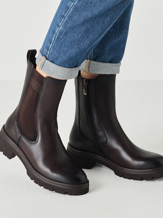 Leder Damen Stiefeletten Braun
