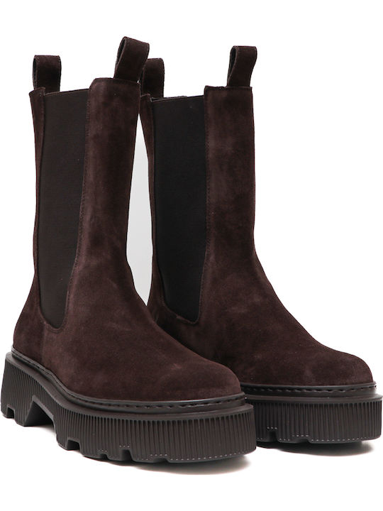 Damen Chelsea-Stiefel aus Wildleder Braun