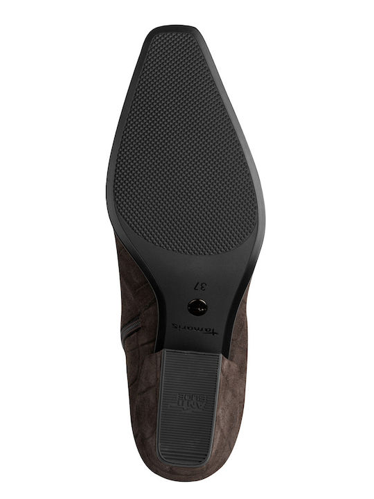 Leder Damen Stiefeletten mit Mittelhohem Braun Absatz