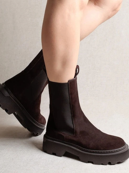 Damen Chelsea-Stiefel aus Wildleder Braun