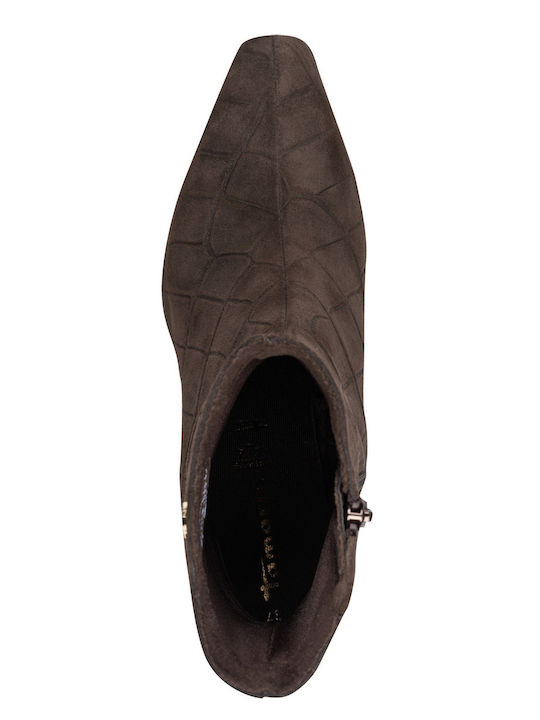 Leder Damen Stiefeletten mit Mittelhohem Braun Absatz