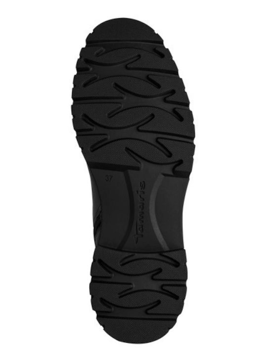 Leder Damen Stiefeletten Schwarz