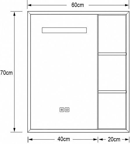 Phoebe Bathroom Mirror Led Touch with Shelf & Cabinet 60x70cm Black