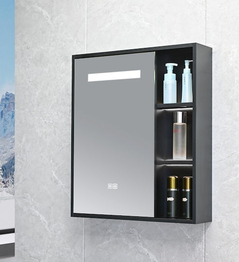 Phoebe Bathroom Mirror Led Touch with Shelf & Cabinet 60x70cm Black