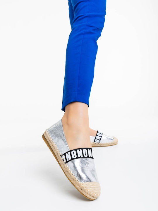 Espadrile Dama Din Piele În Culoare Argintie