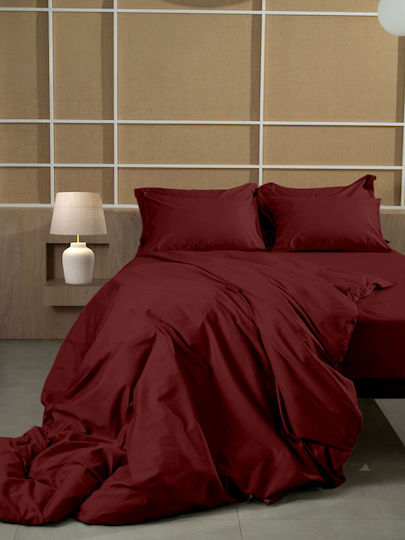 Sunshine Σετ Μαξιλαροθήκες Oxford Bordeaux 50x70εκ.