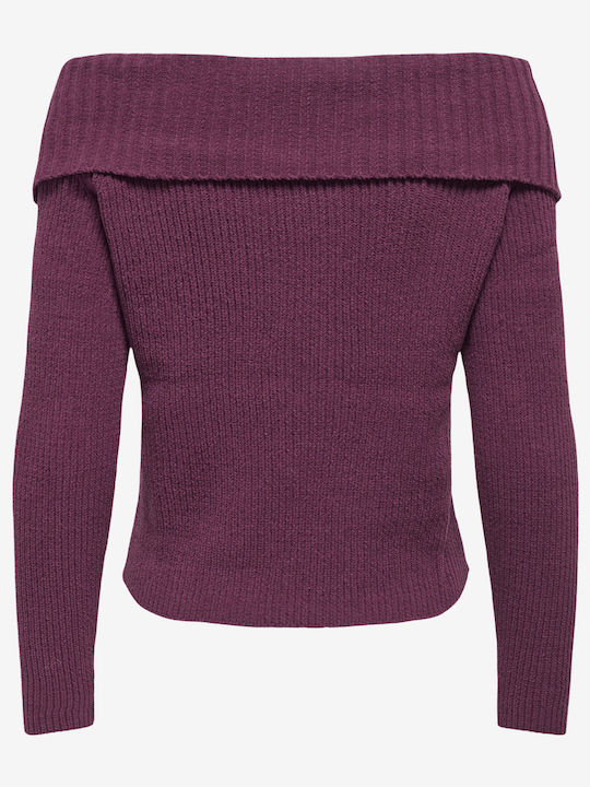 Women's Off-Shoulder Long Sleeve Burgundy Blouse