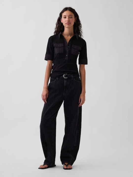 Women's Crop Cotton Black Top