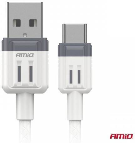 AMiO USB 2.0 Cable USB-C Male - USB-A White 1m 03905