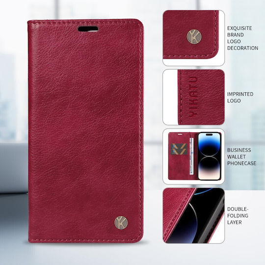 Yikatu Yk-006 Book Case Wine Red Oppo Reno16 5G Reno16 Pro 5G