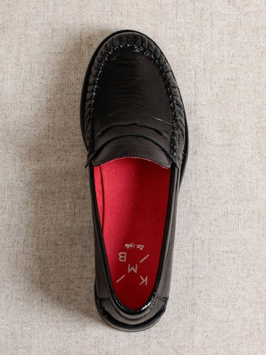 Lackleder Damen Mokassins in Schwarz Farbe