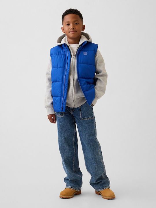 Kids Quilted Sleeveless Short Jacket Royal Blue