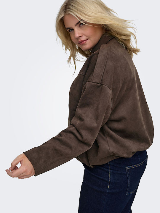 Κοντό Γυναικείο Suede Bomber Jacket Καφέ