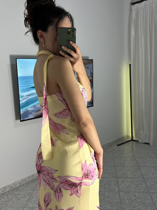 Sommer Maxi Abendkleid Trägerlos Gelbe