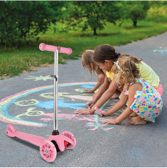MalPlay Patin pentru copii cu 3 roți cu iluminare LED pentru 3+ ani Roz